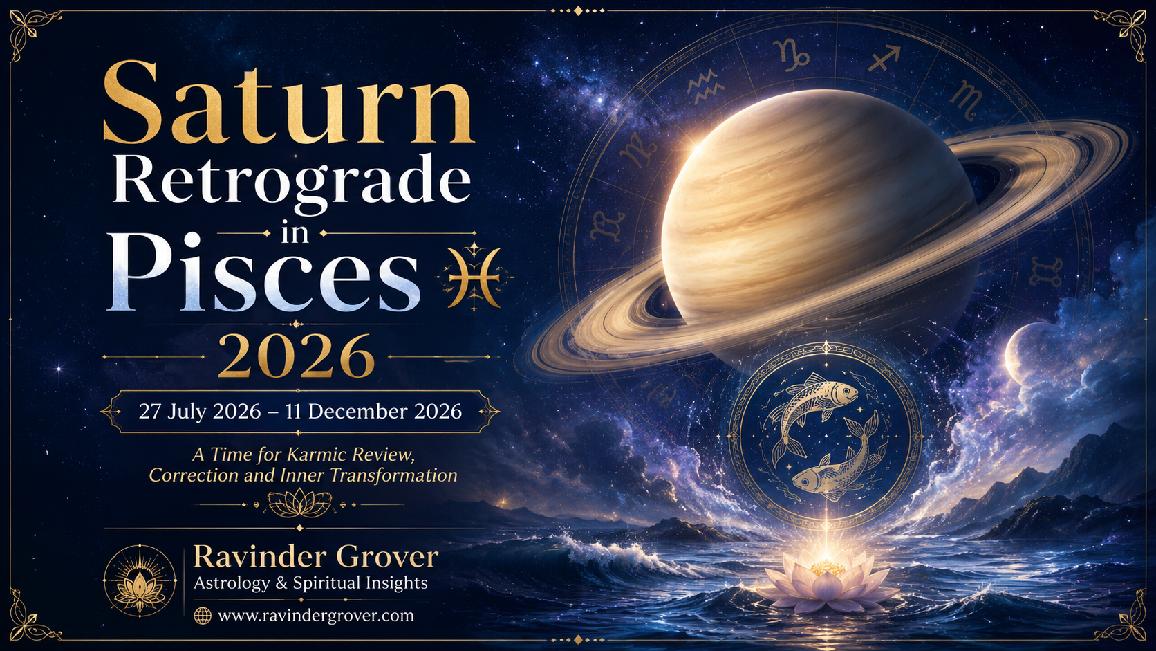 Saturn Retrograde in Pisces 2026 (27 July 2026 – 11 December 2026)