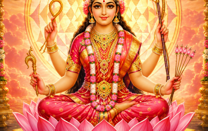 Sri Tripura Sundari with Sri Yantra, symbolising Jupiter Venus grace in Cancer from 11 to 18 June 2026.
